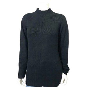 Black Ribbed Acrylic Mock Neck Turtleneck Sz-XL